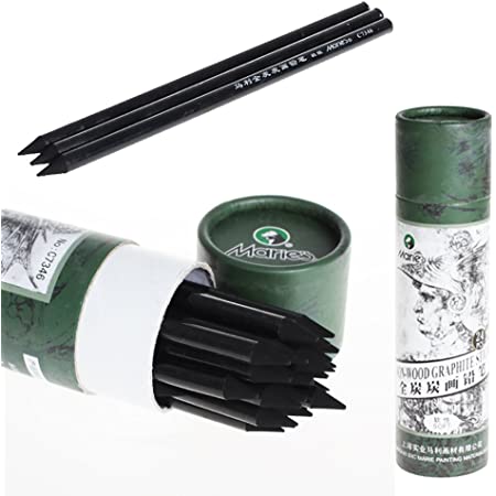 Marie's Full Charcoal/Carbon Pencils Non-wood Graphite Sticks Sketch Charcoal Pencil 24pcs Soft/Medium Charcoal Pens Stationery