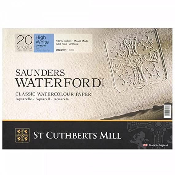 Saunders Waterford St Cuthberts C.P. Blocks High White 300 gsm 310x230mm (12" x 9") (20 Sheets)