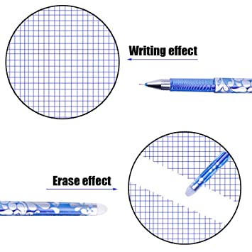 Erasable Gel Pens Heat Erase Pens for Fabric Blue Inks Pens 0.5mm Fine Point Refillable Ball Pen Gel Ink Rollerball Pens Pack of (12)