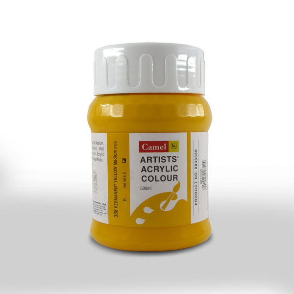 CAMEL ARTIST ACRYLIC COLOUR 500ML – Permanent Yellow Medium
