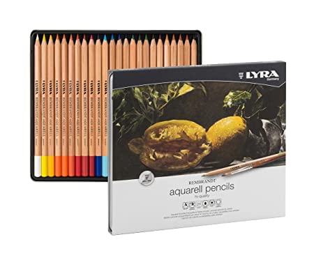 LYRA GERMANY Rembrandt Aquarell Watercolour Art Pencil Set with Metal Case (Assorted, Pack of 24)