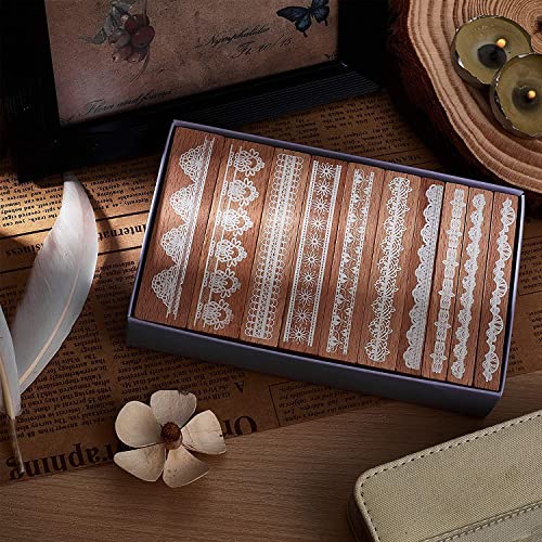 Oytra Lace Style Wood Rubber Stamp for DIY Craft Letters Diary and Craft Scrapbooking Journalling Bujo Artwork