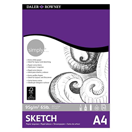 Daler-Rowney Simply Sketching Paper Pad (95 GSM, A4, 72 Sheets) Pack of 1