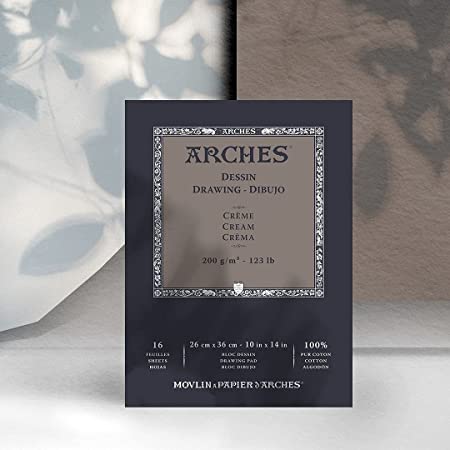 Arches Drawing 200 GSM Cold Pressed Cream 26 x 36 cm Paper Pad, 16 Sheets