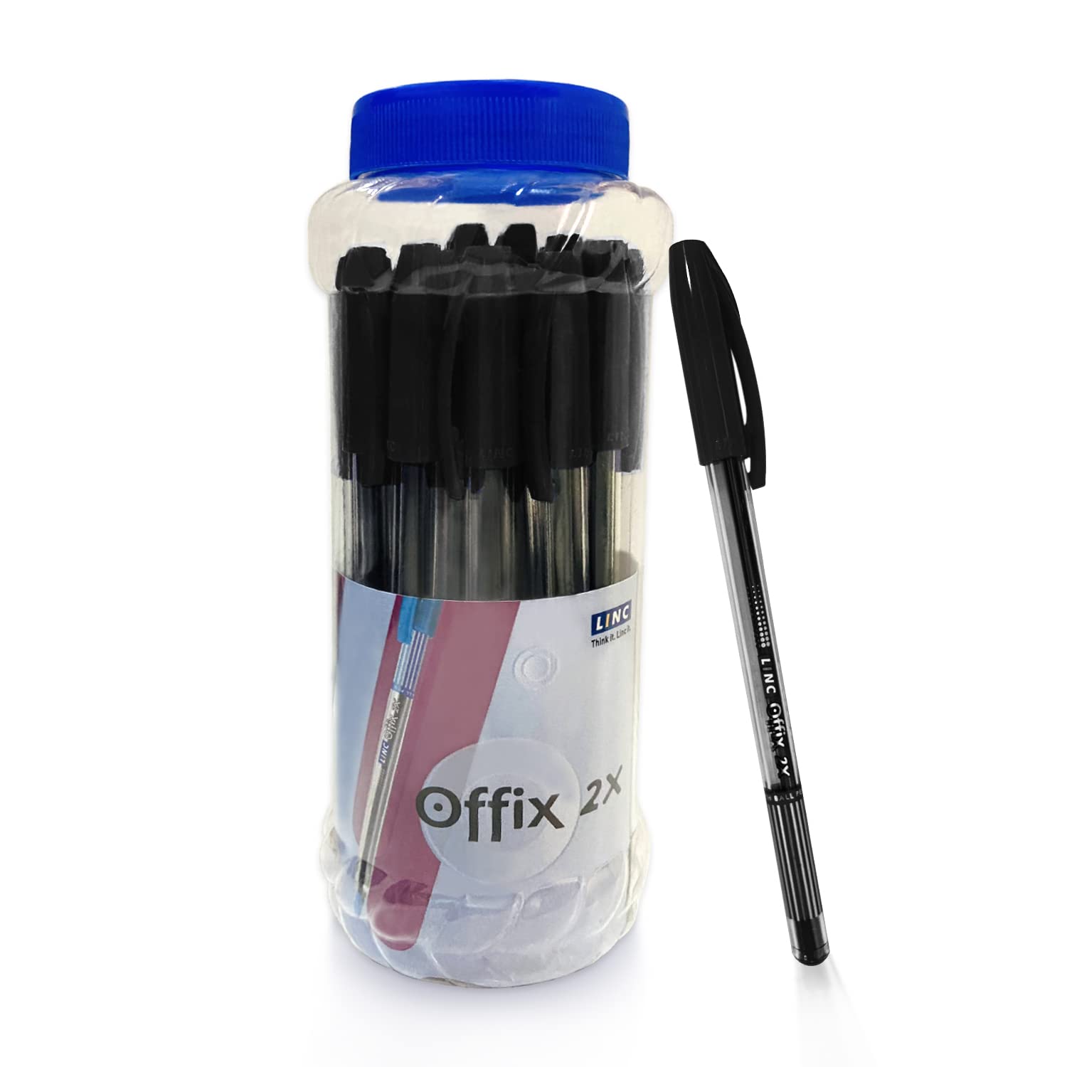 LINC Offix 2X Lightweight Ball Pen Jar (Black, Pack of 25)