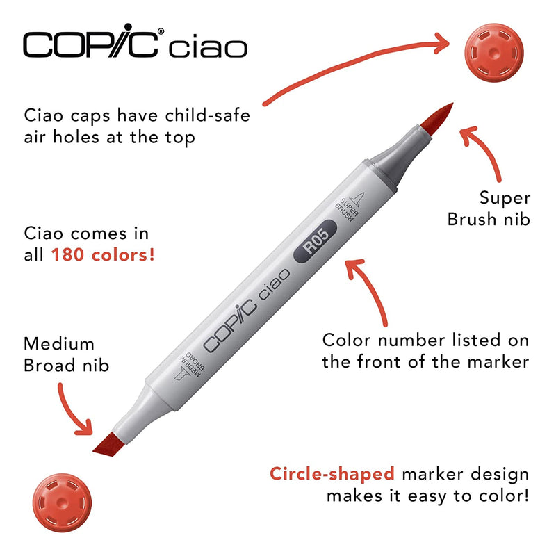 Copic Marker Ciao Markers, Pastels, 6-Pack