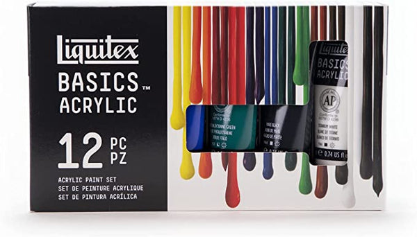 Liquitex Basics Acrylic Paint Tubes – Set of 12, 22ml