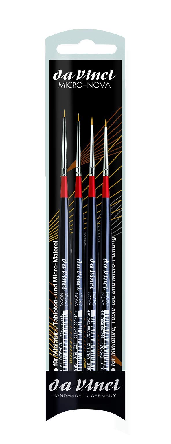 Da Vinci Micro-Nova 20/0, 15/0, 10/0, 5/0 Set of 4 Miniature Synthetic Brushes