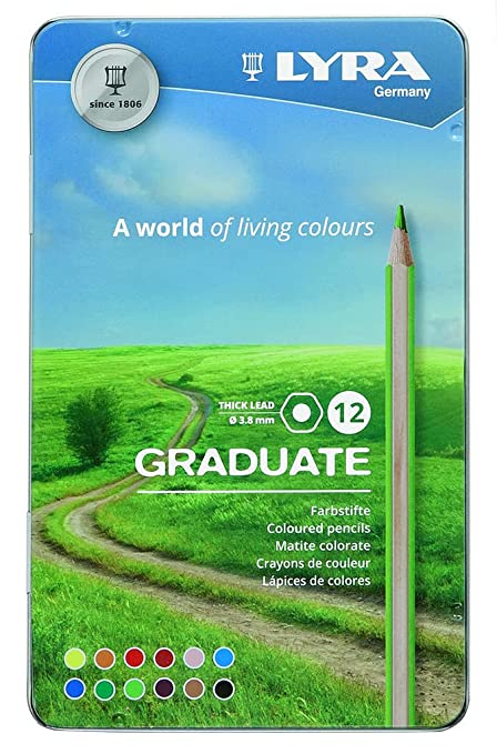 LYRA GERMANY Graduate Colour Pencil Set with Metal Case (Assorted, Pack of 12)