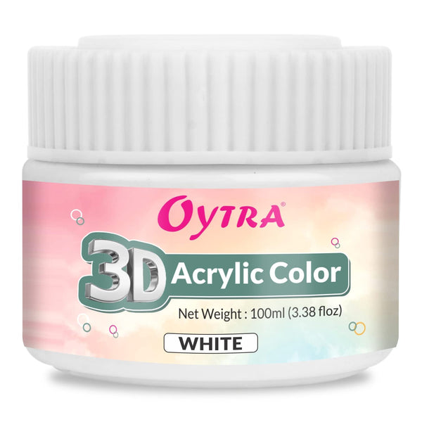 Oytra White Acrylic Paint Colour 100ml for Painting Drawing on Canvas Wall Poster Board Mandala Diya Glass Grafitti Artists