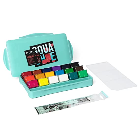 HIMI Gouache Paints set, 18 Colors, 30ml, 18 US fl oz, Non Toxic Paint for Canvas and Paper, Art Supplies for Professionals, and More（VINTAGE GREEN)