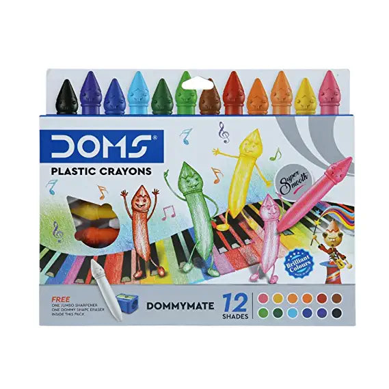 DOMS DOMMYMATE PLASTIC CRAYON 12 SHADES