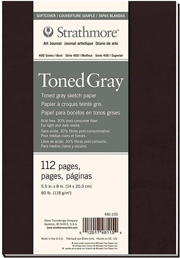 STRATHMORE 400 SERIES SOFTCOVER BOOKS TONED GRAY 118GSM 112 sheets (14 cm x 20.3 cm)