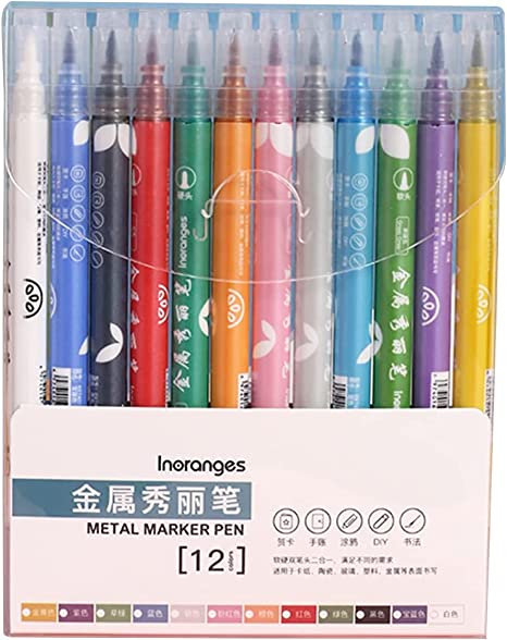 Metallic Marker Pens 1-2mm, Set of 12