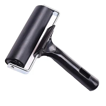 Asint Rubber Roller Brayer Rollers, 4 inch Glue Roller Black Handle for Ink Paint Block Stamping, Printmaking Wallpaper Arts Crafts