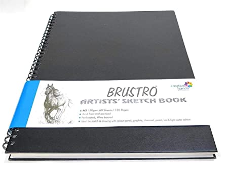 Brustro Artists Wiro Bound Sketch Book, A3 Size, 120 Pages, 160 GSM (Acid Free)