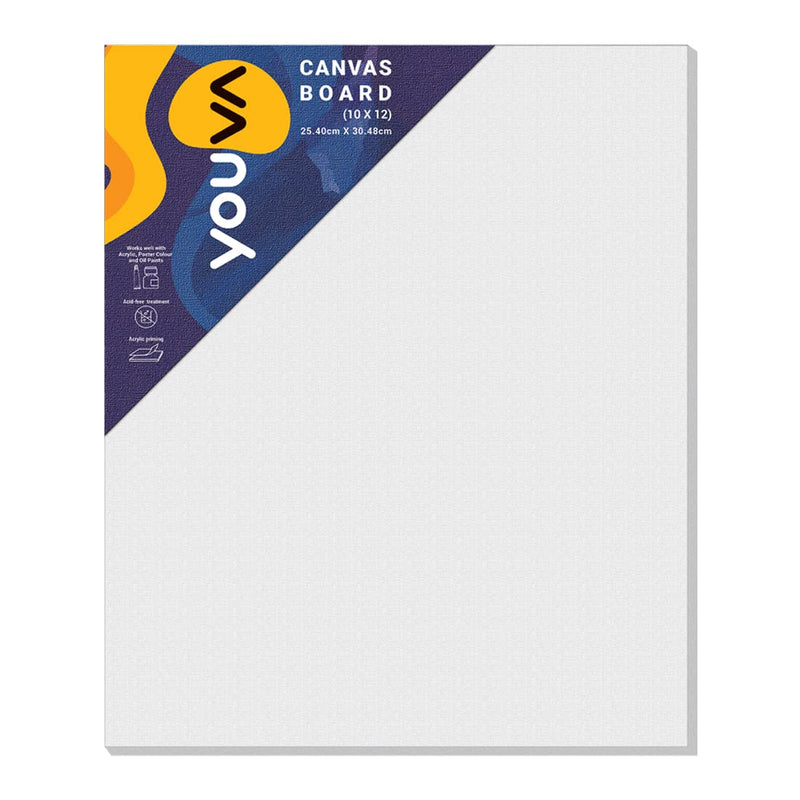 Navneet Youva Cotton White Blank Canvas Boards for Painting, Acrylic Paint, Oil Paint Dry & Wet Art Media 25.4 cm x 30.48 cm - 10 inch x 12 inch (Pack of 3)