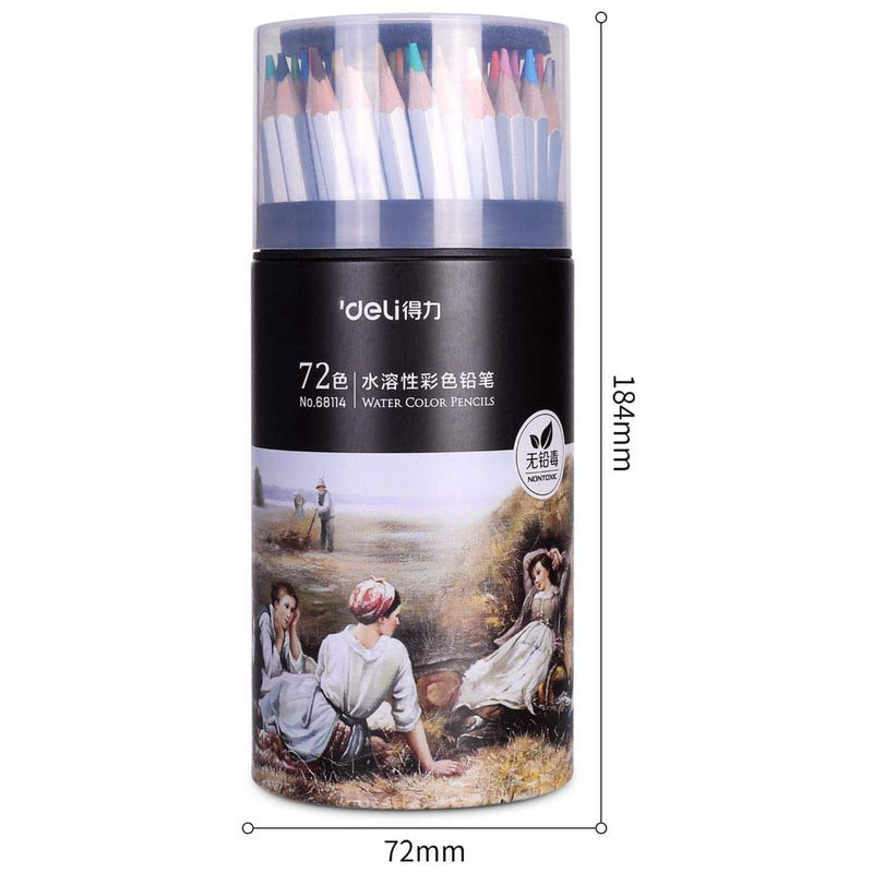 DELI W68114 Colored Pencil 7.1mm x 177mm Set of 72 - Brush Included