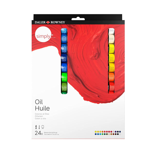 Daler Rowney Simply Oil Color Tube Set (Multicolour, 24 Tubes x 12ml)