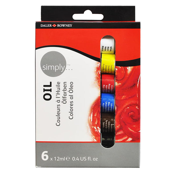 Daler Rowney Simply Oil Color Tube Set (Multicolour, 6 Tubes x 12ml)