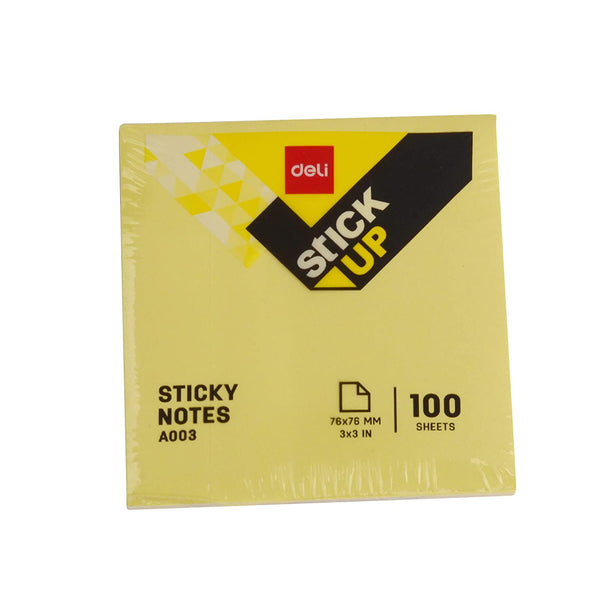 Deli WA00353 Sticky Notes 3/3 100 Sheet (Yellow, Pack of 2)