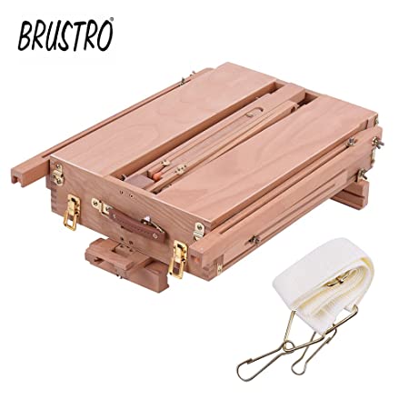 Brustro Artists Studio Portable Wooden Box French Easel, Holds Canvases Upto 33".