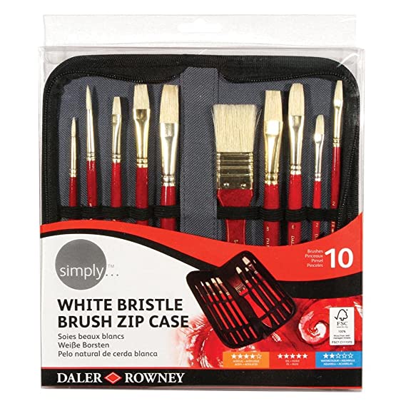 Daler-Rowney Simply Short Handle Oil Brush Set with Zip Case (10 Brushes)