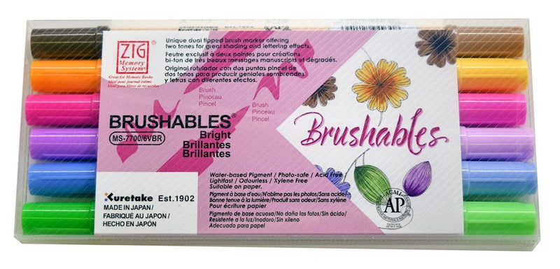 Zig Brushables Bright Marker - Set of 6