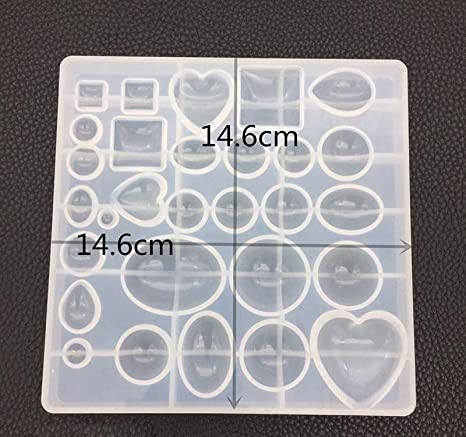 Cabochon Gem Jewelry Silicone Mould Oval Teardrop Square Heart Round Shapes for Polymer Clay Crafting Resin Epoxy Pendant Earrings Making Casting DIY Craft Mould