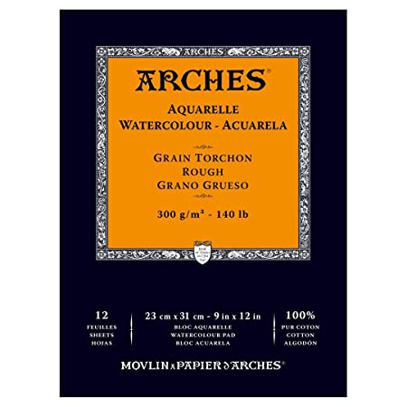 Arches Watercolour 300 GSM Rough Natural White 23 x 31 cm Paper Pad, 12 Sheets