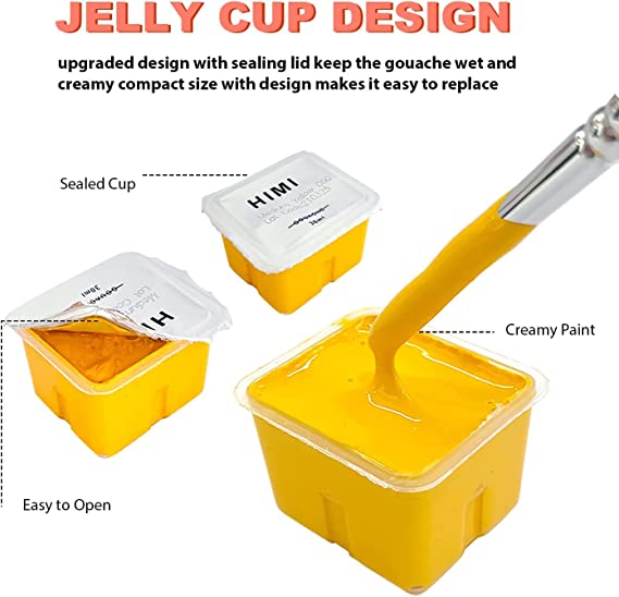 HIMI Gouache Paint Set, 56 Colors x 30ml Unique Jelly Cup Design (White Box)
