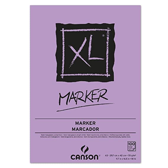 Canson XL Marker 70 GSM 29.7x42cm, A3 Pad of 100 Extra Smooth Sheets