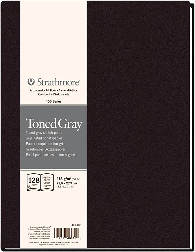STRATHMORE 400 SERIES HARDBOUND BOOKS TONED GRAY 118GSM 128 sheets (8.5 x 11"), 21.6 x 27.9 cm