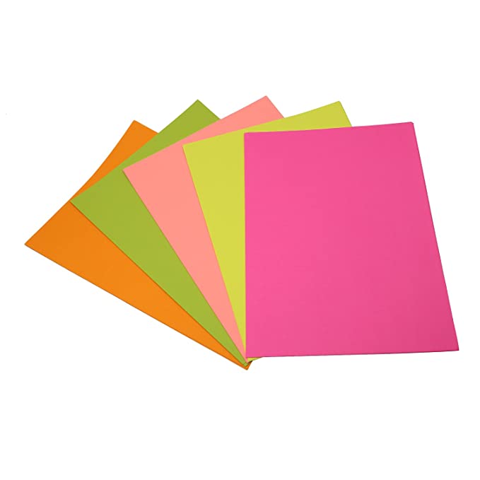 Artrex A4 Color Paper Neon Series 80 GSM Sheets Orange , Yellow , Green , Pink , Red (500 sheets)