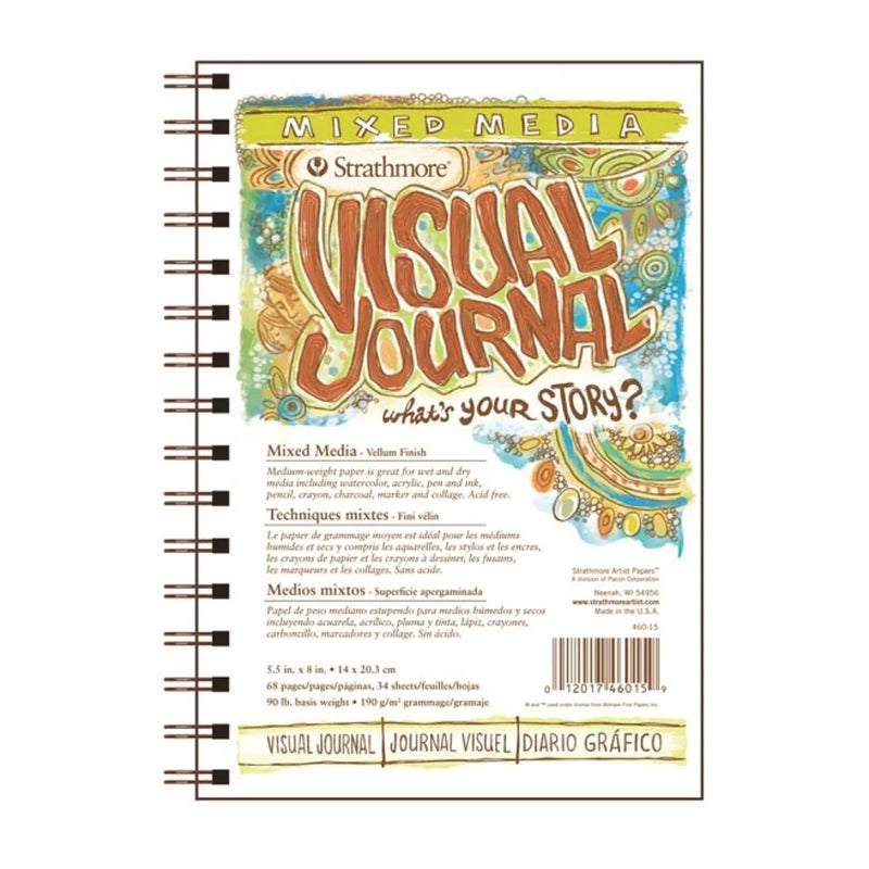 STRATHMORE 500 SERIES MIXED MEDIA VISUAL JOURNAL VELLUM SURFACE 34 sheets GSM-190, SIZE-14 x 20.3 cm (P460-15)