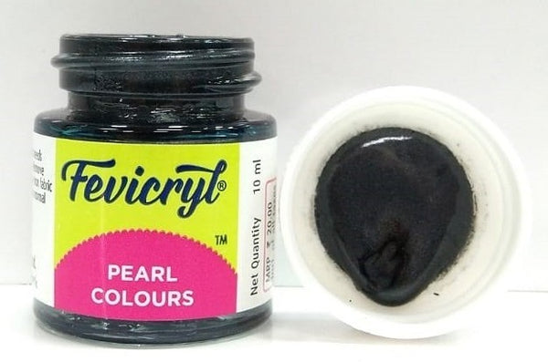 Fevicryl Fabric Acrylic Pearl Colour 10 ml- 306 Pearl Black, Pack of 2