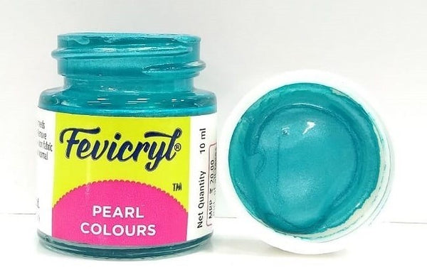 Fevicryl Fabric Acrylic Pearl Colour 10 ml- 320 Pearl Turquoise Blue, Pack of 2
