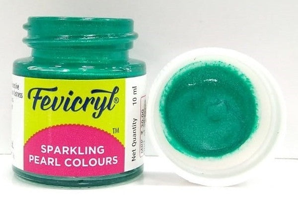 Fevicryl Sparkling Pearl Colours 10 ml-908 Emerald Green, Pack of 2