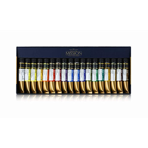 Mijello Mission Gold Professional Grade Extra-Fine Watercolour - Set Of 18 Tubes X 7 ml