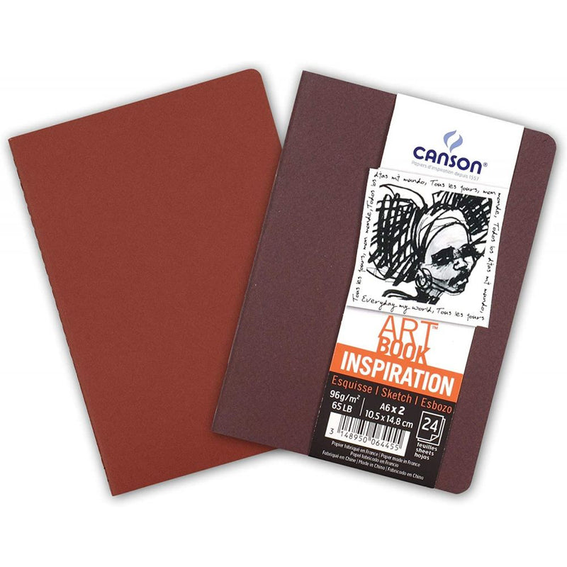 Canson Inspiration 96 GSM Light Grain A6 Hardbound Books (Size-10.5x14.8cm, Winelees & Red Earth, 24 Sheets)
