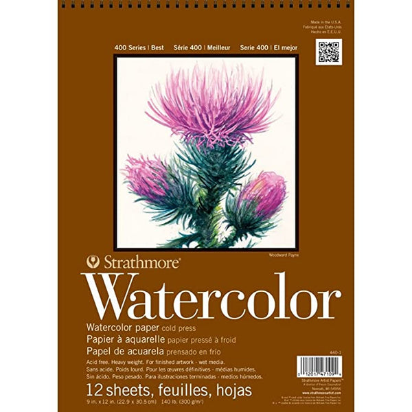 STRATHMORE 400 SERIES WATERCOLOR PAD 9X12 12 Sheets  GSM-300 SIZE-22.86 x 30.48 cm