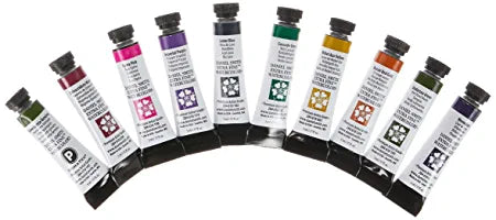 Daniel Smith 285610223 Watercolor Tubes, Azo Yellow, Aussie Red Gold, Opera Pink, Quinacridone Magenta, Imperial Purple, Moonglow, Lunar Blue, Cascade Green, Green Apatite, Undersea Green, 5 ml