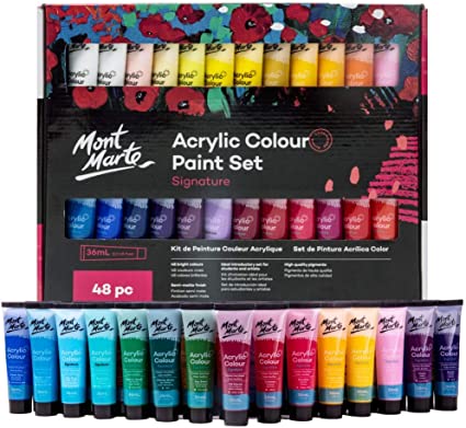 Mont Marte Signature Acrylic Paint Set, 48 Colors x 36 ml