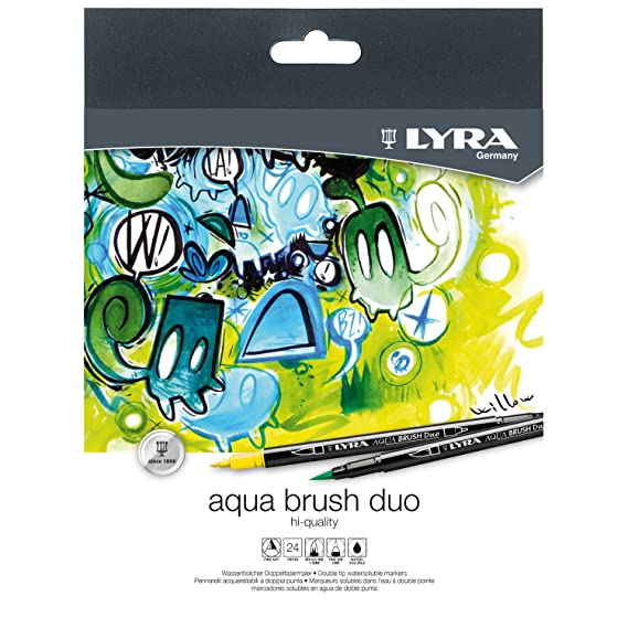 Lyra Aqua Brush Duo Dual-Tipped Brush Marker (Assorted, Pack of 24)