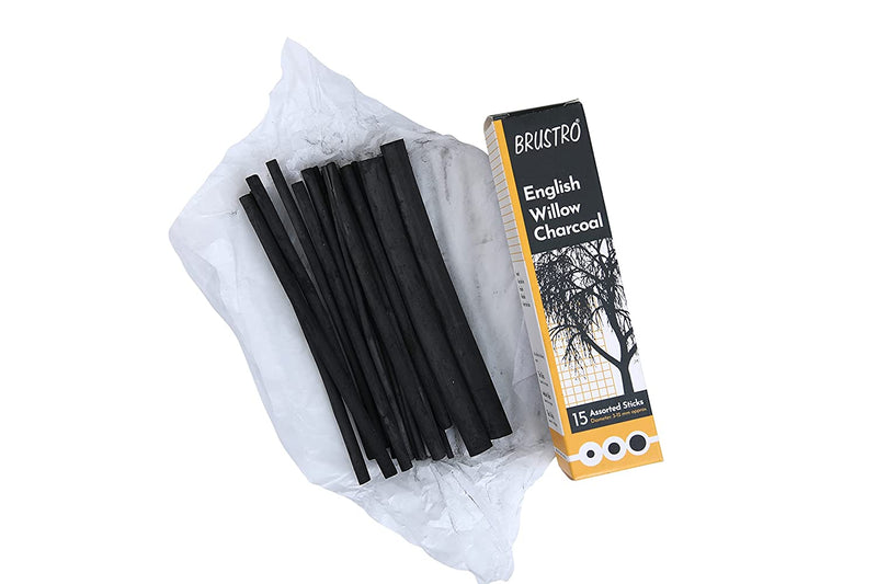 Brustro English Willow Charcoal Assorted 15 Sticks