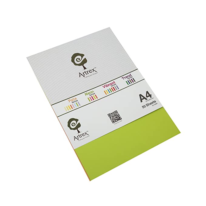 Artrex A4 Color Paper Neon Series 80 GSM Sheets Orange , Yellow , Green , Pink , Red (500 sheets)