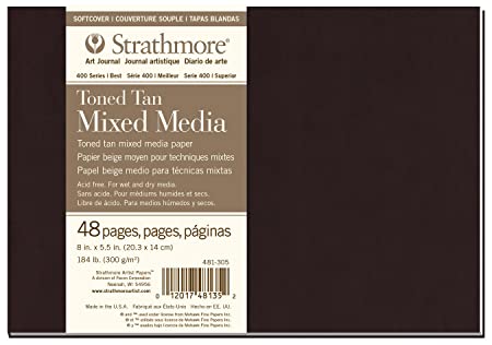 STRATHMORE 400 SERIES TONED MIXED MEDIA HARDBOUND BOOKS TONED TAN 300GSM 48 sheets (8"x5.5"), 21.6 x 14 cm