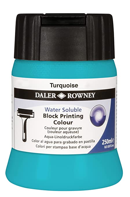 Daler-Rowney Water Soluble Block Printing Colour (250ml, Turquoise) Pack of 1