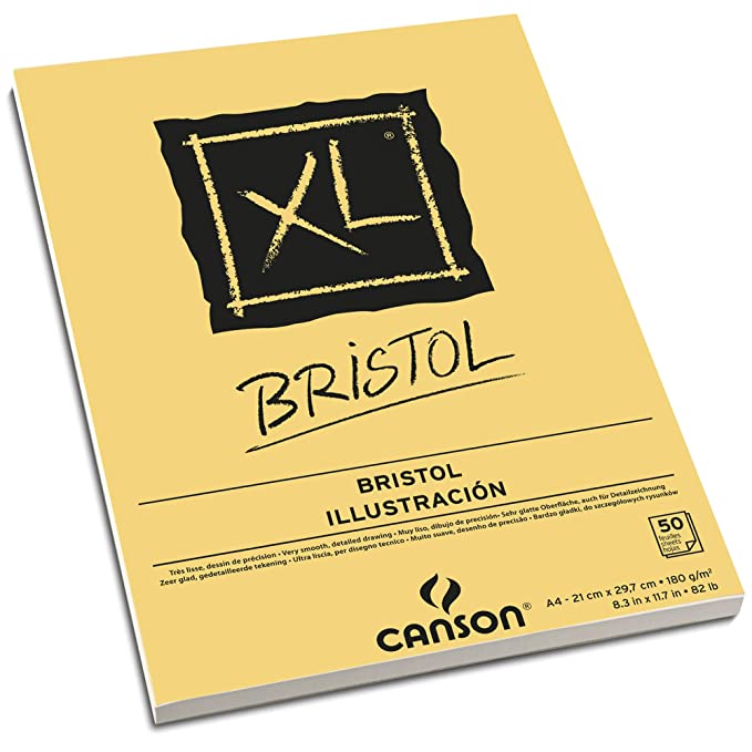 Canson XL Bristol 180 GSM Very Smooth A4 Paper Pad(White, 50 Sheets)