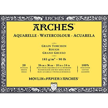 Arches Watercolour 185 GSM Rough Natural White 26 x 36 cm Paper Blocks, 20 Sheets